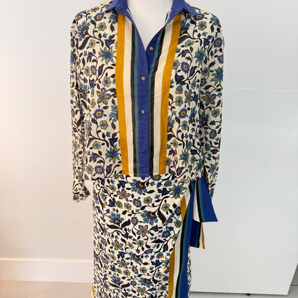 Sezane and Momoni Floral Maxi Wrap Skirt with Long Sleeve Top Sz 36 - Picture 8 of 15